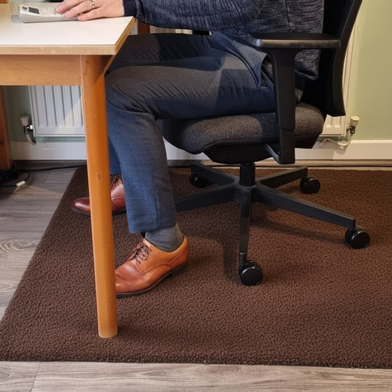 Premium fabric chair mat in Brown colour - home office setting