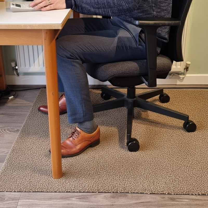 Premium fabric chair mat in Cedar colour - home office setting