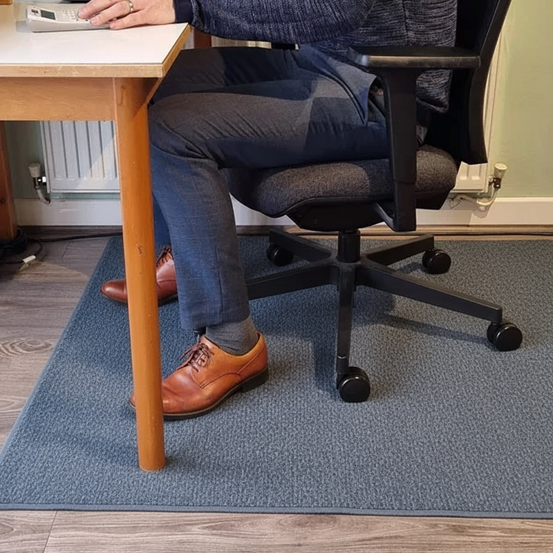 Premium fabric chair mat in Granite colour - home office setting