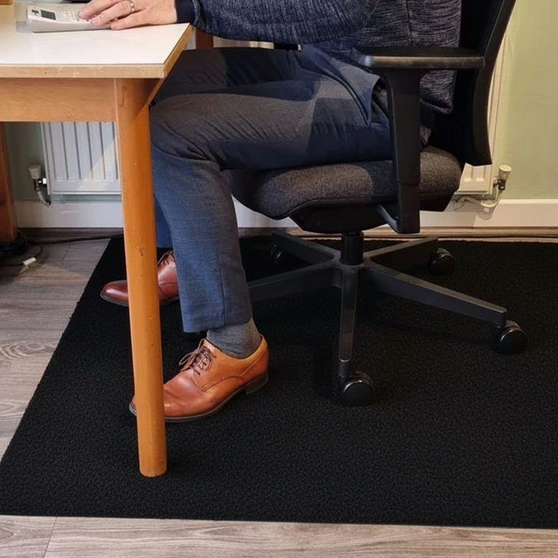 Premium fabric chair mat in Jet Black colour - home office setting