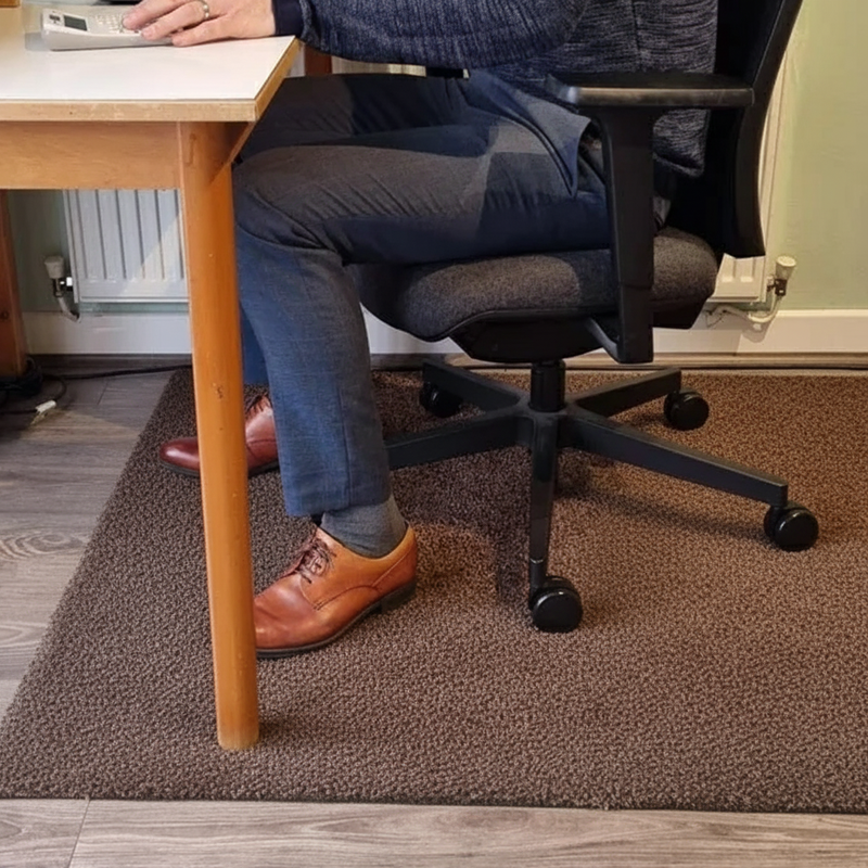 Premium fabric chair mat in Mink colour - home office setting