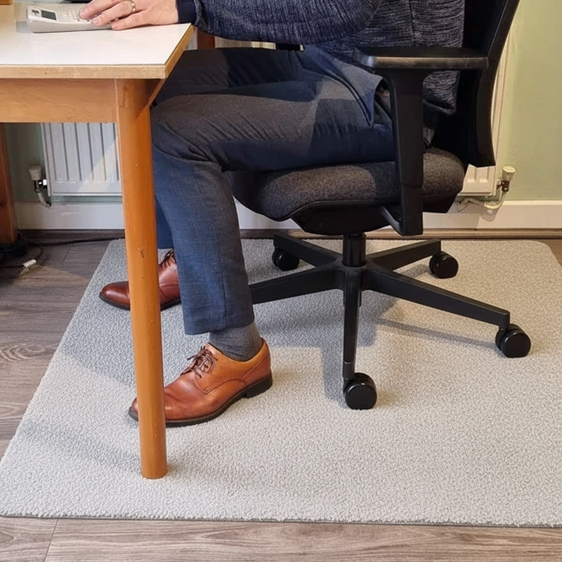 Premium fabric chair mat in Pearl colour - home office setting