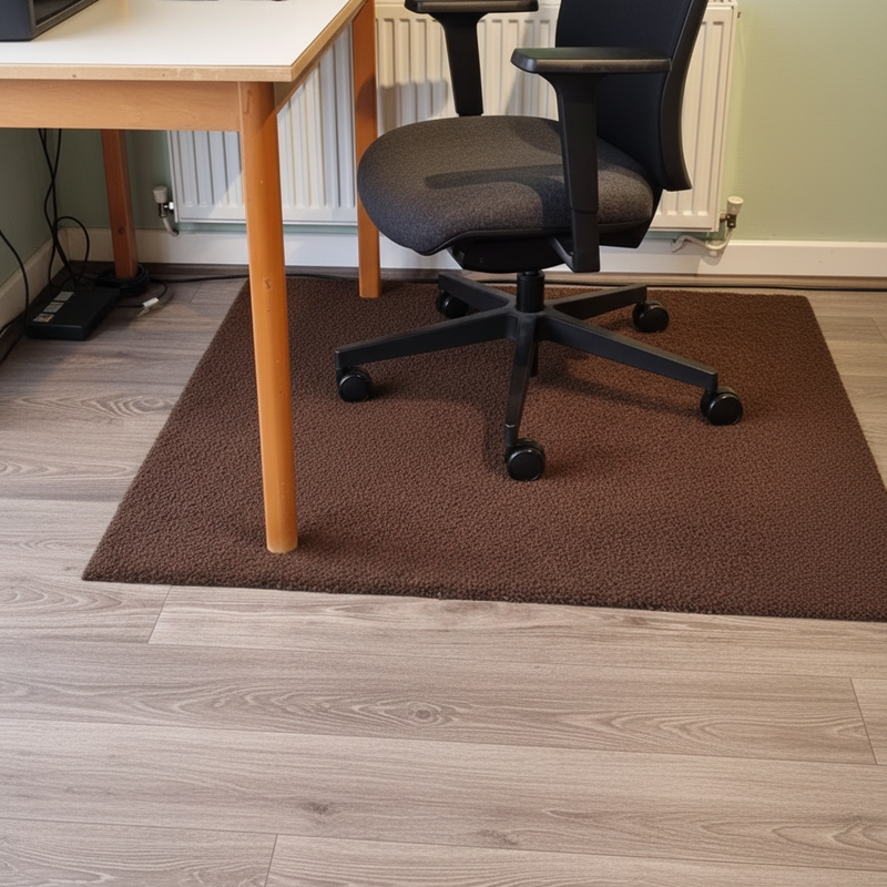 Premium fabric chair mat in Brown - modern home office setting