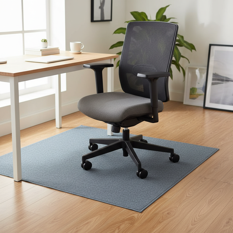 Premium fabric chair mat in Granite - modern home office setting