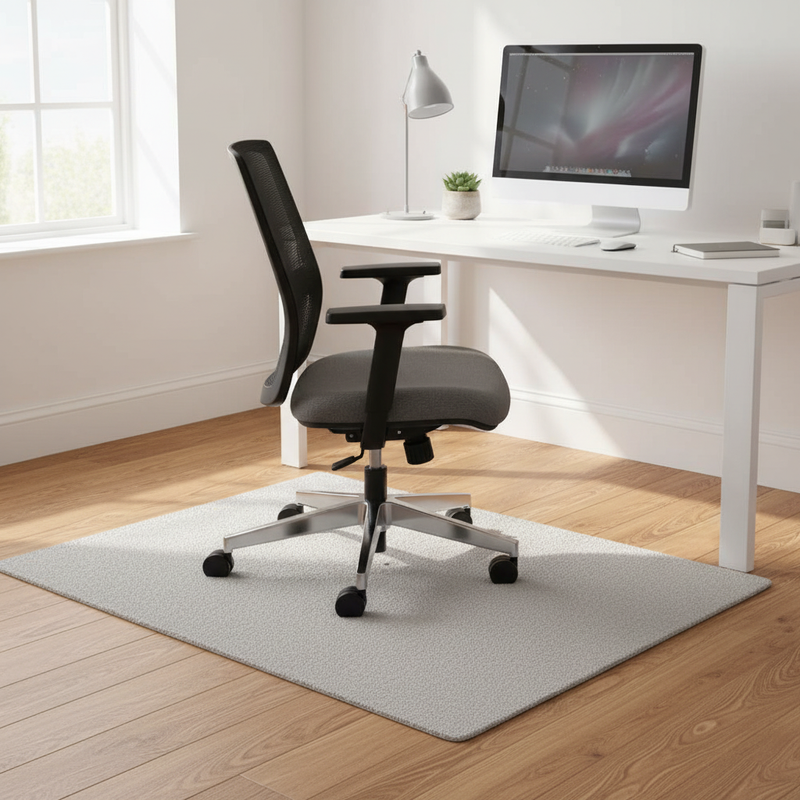 Premium fabric chair mat in Pearl - modern home office setting