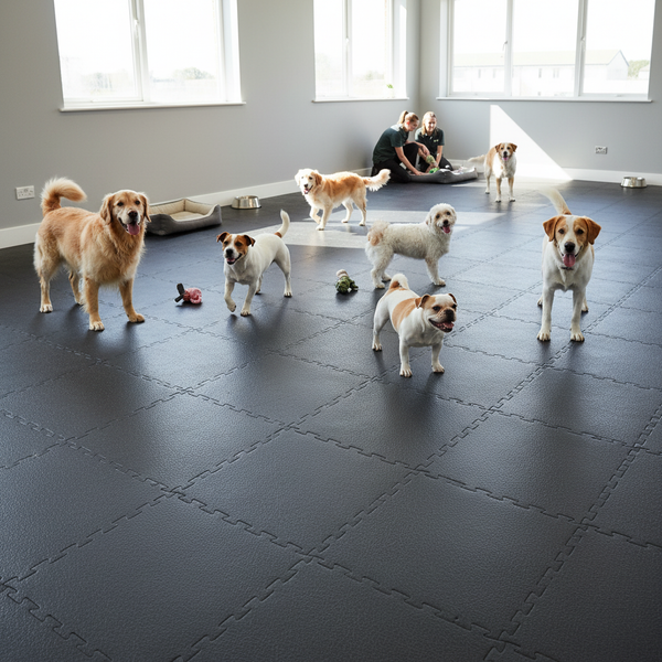 Commercial Pet Flooring Tiles - Dog Daycare Kennel Heavy Duty PVC Interlocking