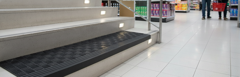 Rubber Stair Mats Set of 5 – 25×65cm Non-Slip Weatherproof O - Commercial Setting Setting