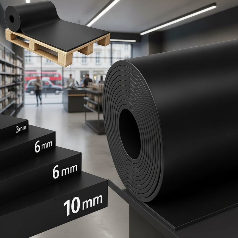 SBR Rubber Mat 10mm Thick 120cm Wide – Black Smooth Industri - Commercial Setting Setting