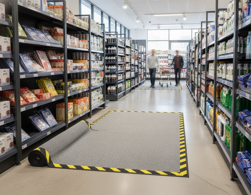 Cable Cover Safety Mat with Warning Border – Non-Slip Office & Warehouse Cable Management Mat - Commercial Setting Setting