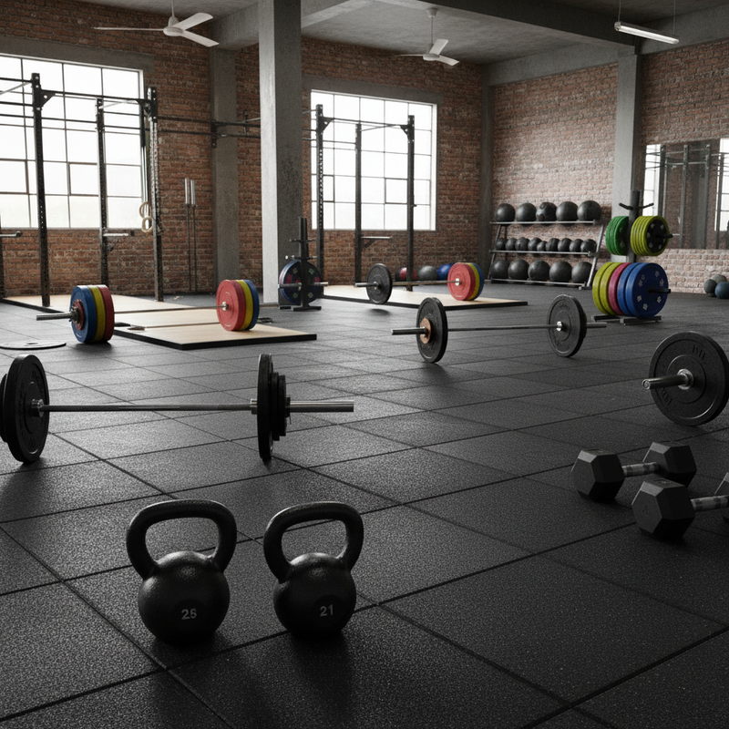 MatPro CrossFit Heavy Duty Gym Flooring Tile 30mm - 1m x 1m - Free UK Delivery — installation example
