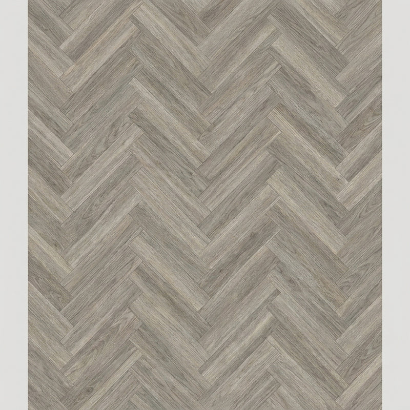 Grey oak herringbone vinyl flooring close-up pattern