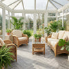 Wood effect cushion vinyl flooring roll in UK conservatory