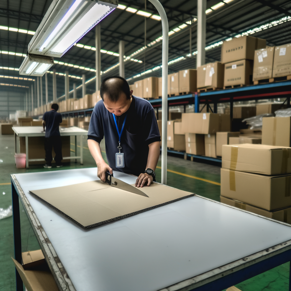 Warehouse worker using self-healing cutting mat