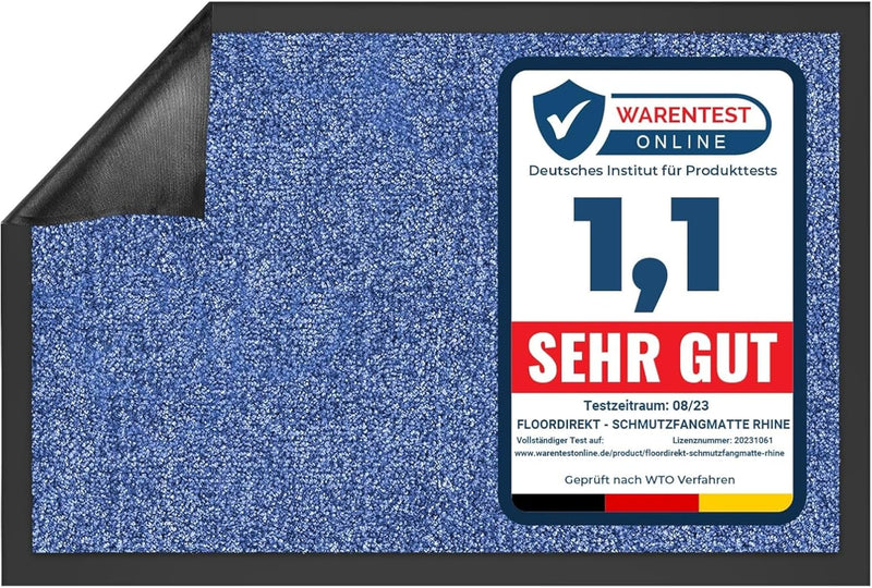 Rhine Dirt Trapper Mat, Washable & Powerful Doormat with Non-Slip Backing, Door Mat for Entrance Area (Blue, 200 cm x 400 cm) - Entrance Mat for UK homes and businesses