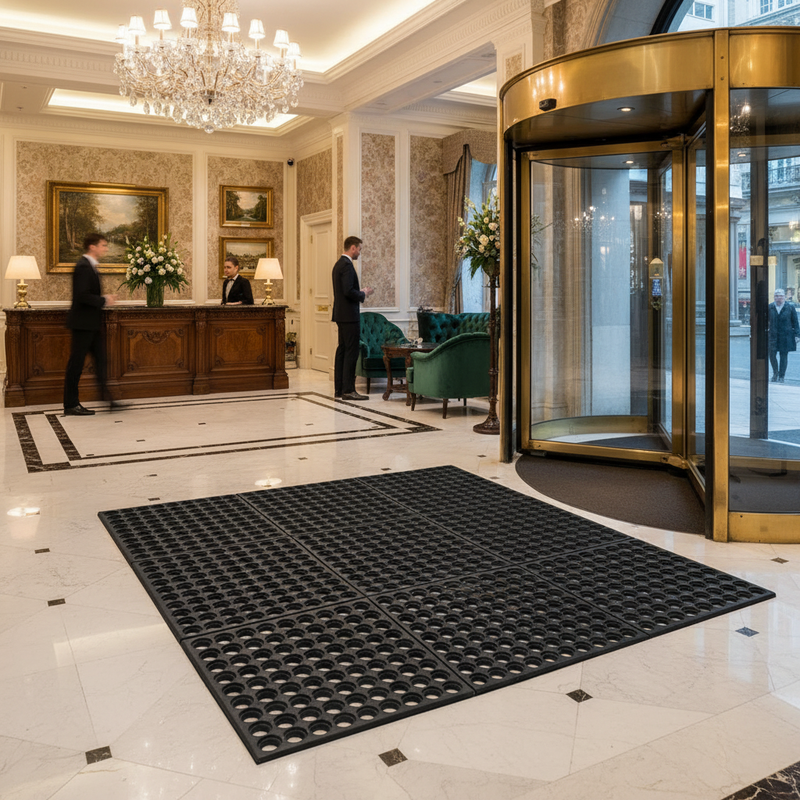 Heavy Duty Rubber Grass Mat Hotel Entrance - 15mm Commercial Grade UK