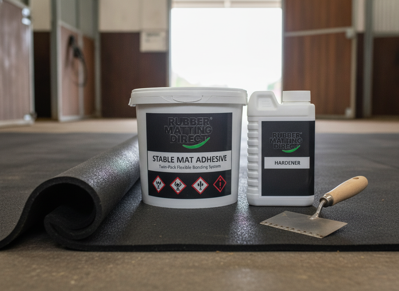 Stable Mat Adhesive Twin-Pack Flexible Bonding System by Rubber Matting Direct