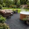 Graphite interlocking recycled tyre deck tiles on UK patio