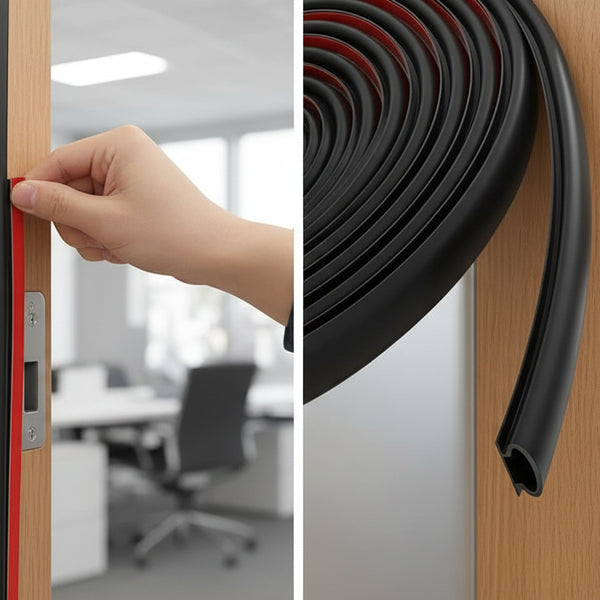 D-Shape Rubber Door Seal Strip Self-Adhesive | Draught Excluder Weatherstrip Soundproof