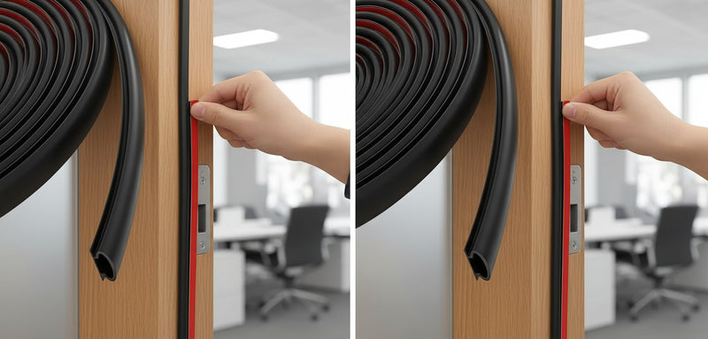 D-Shape Rubber Door Seal Strip Self-Adhesive | Draught Excluder Weatherstrip Soundproof