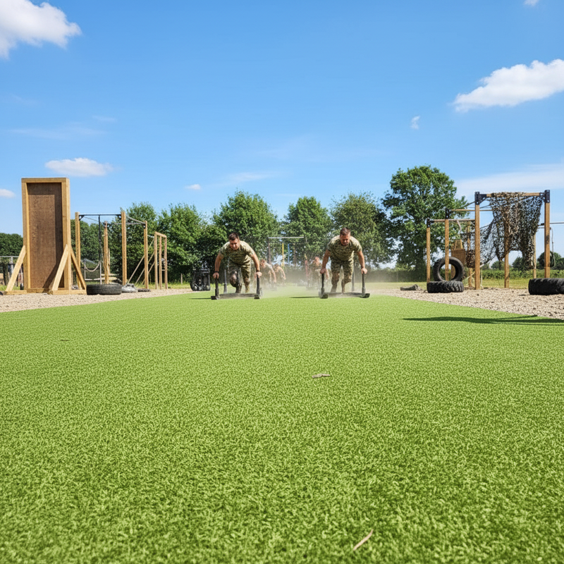 Military style outdoor training facility sled track