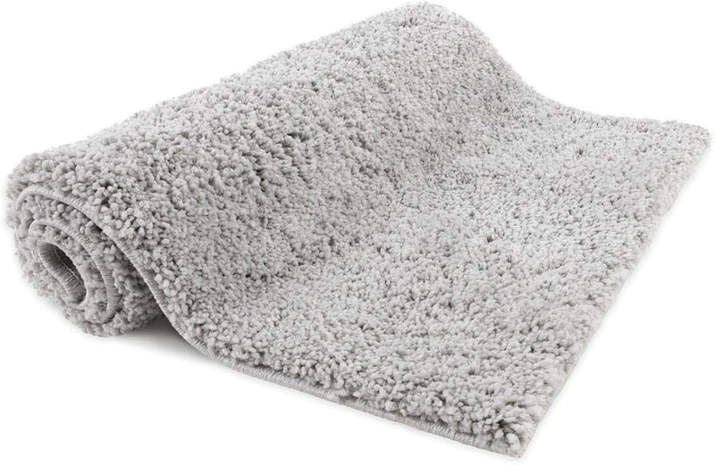 Deep Pile Bath Mat, SKY Soft (70 x 120 cm, Silver Grey) 30 mm Pile Absorbent Microfibre Bath Rug, Bathroom Floor Mat, Machine Washable Easy to Clean - Bath Mat for UK homes and businesses