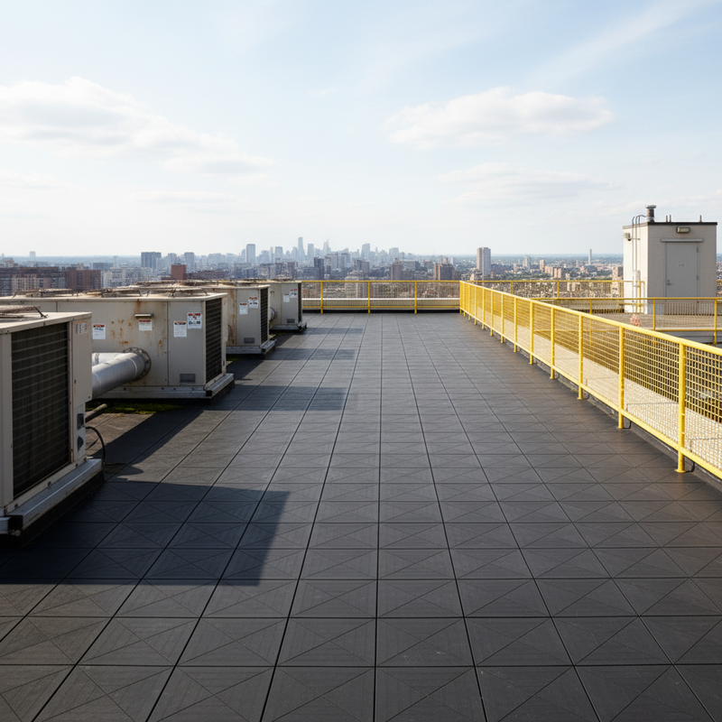 Heavy Duty Rooftop Garden Flooring on commercial building walkway