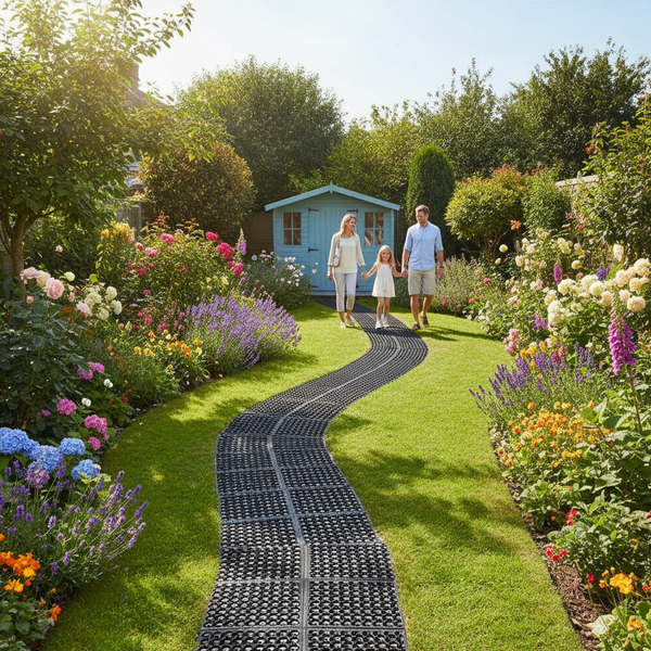 Garden pathway rubber grass mat