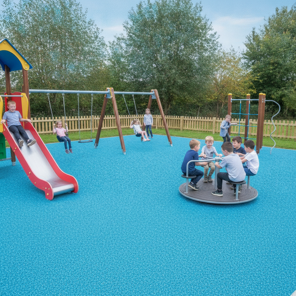 Sky Blue EPDM granules wet pour rubber safety surface playground UK