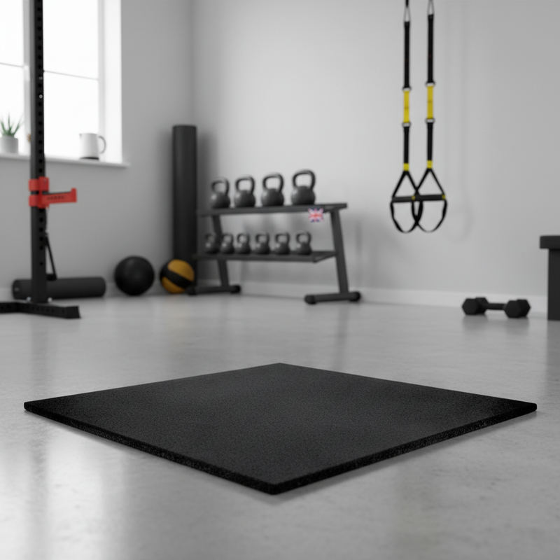 MatPro 15mm Sprung Rubber Gym Flooring in personal training studio with kettlebells