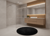 Round Shaggy Bath Mat 120cm Black – Fluffy Non-Slip Washable - Ensuite Setting