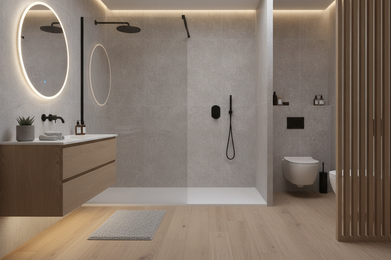 Deep Pile Microfibre Bath Mat 70×120cm Silver Grey – 30mm Non-Slip Bathroom Rug - Ensuite Setting
