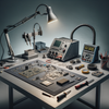 ESD anti-static mat on electronics repair workbench