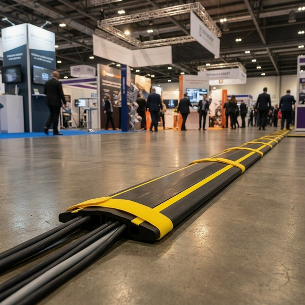 Hi-Vis Yellow Rubber Floor Cable Cover - Event Venue Setting