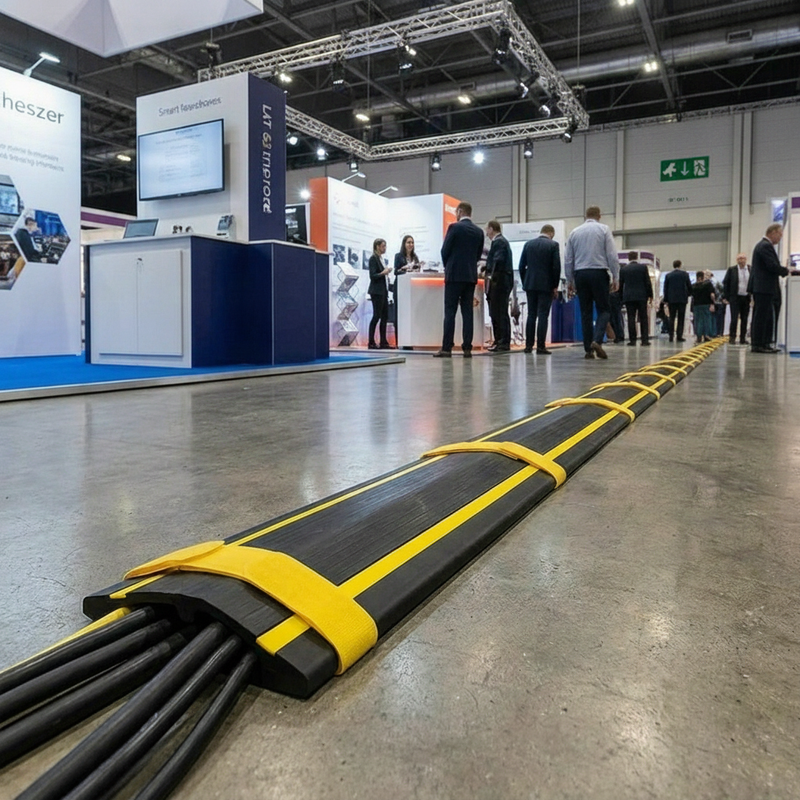 Hi-Vis Yellow Rubber Floor Cable Cover - Event Venue Setting