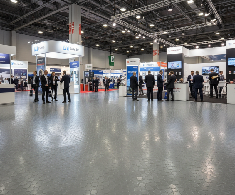 Exhibition Flooring Studded Penny Rubber R11 Non-Slip Trade Show & Event Halls - industrial mat UK - product hero shot showing full dimensions