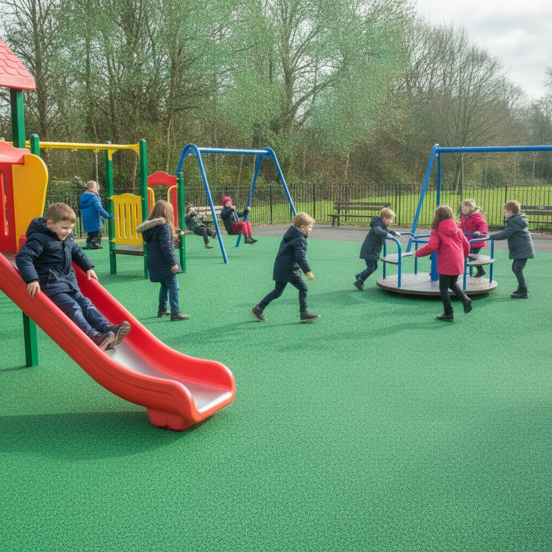 Laurel Green EPDM granules wet pour rubber safety surface playground UK