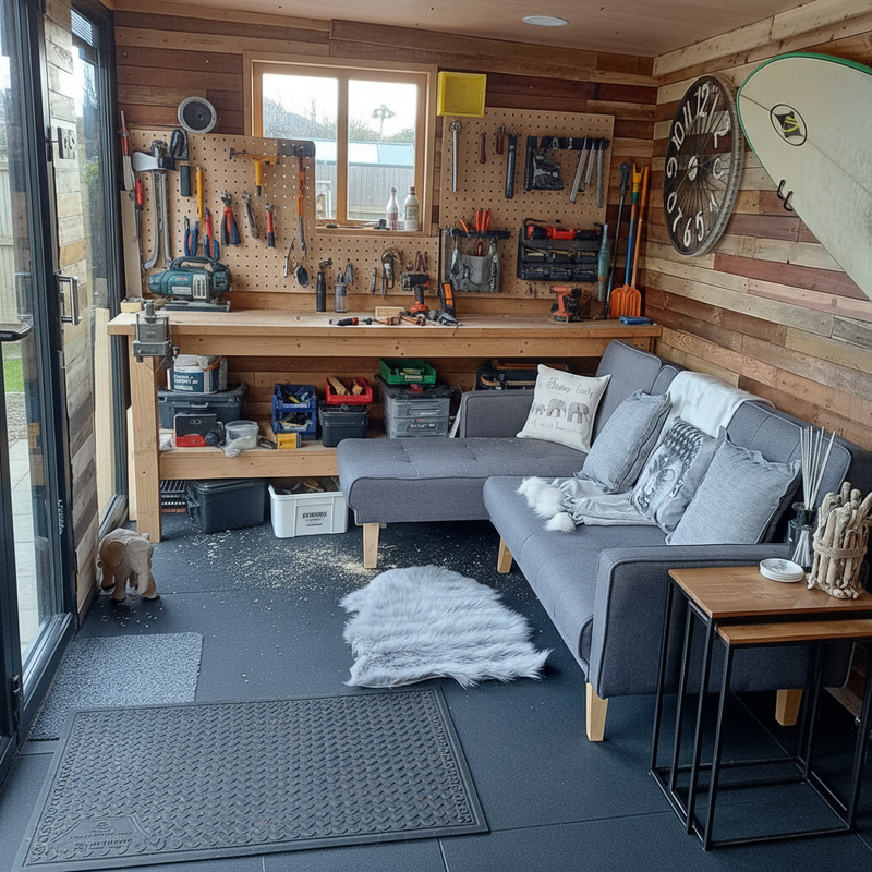 Heavy Duty Garden Shed Flooring Tiles in UK home workshop