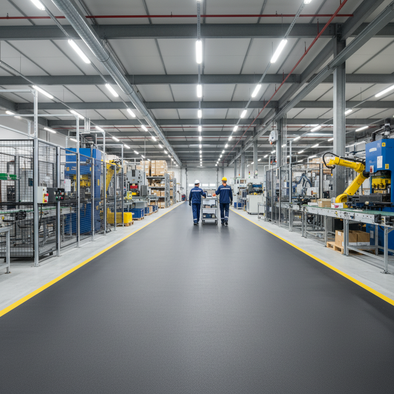 SafeStep industrial safety rubber roll as walkway in UK manufacturing facility