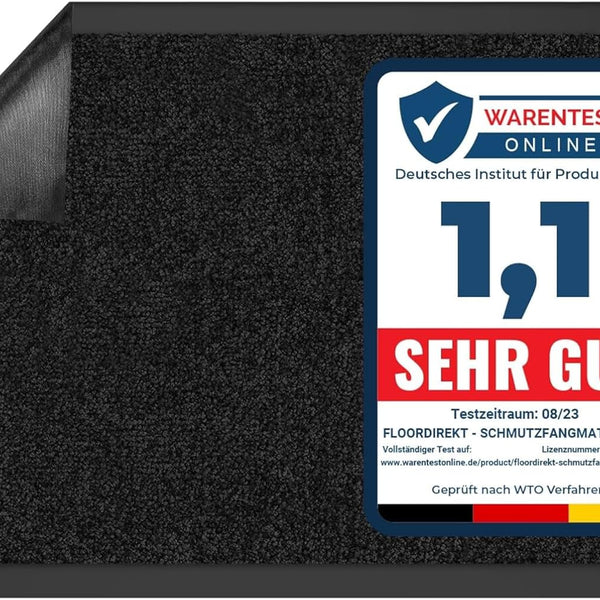 Rhine Dirt Trapper Mat, Washable & Powerful Doormat with Non-Slip Backing, Door Mat for Entrance Area (Black, 200 cm x 200 cm) - Entrance Mat for UK homes and businesses