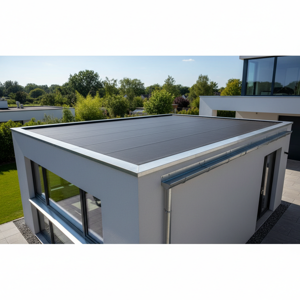 Completed EPDM flat roof installation using roofing kit