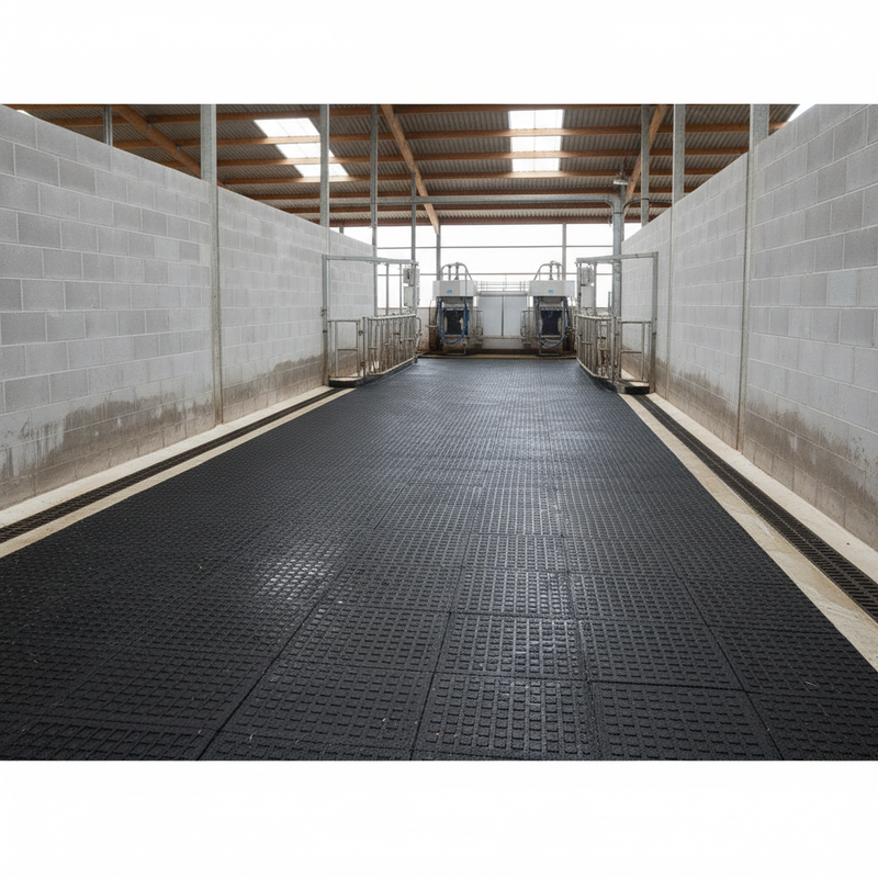 Rubber Cattle Flooring Tiles in milking parlour entrance