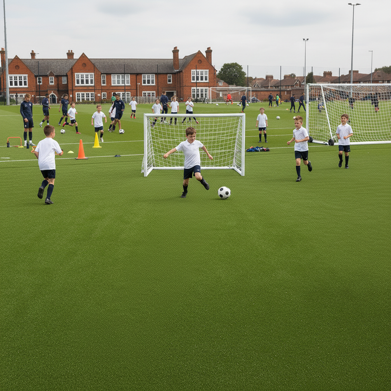 Football artificial grass school pitch UK students playing
