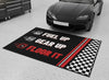 Fuel Up Gear Up Floor It Garage Floor Mat – Racing Chequered Car Enthusiast Parking Rug 60 x 87 Inch (152 x 221cm)