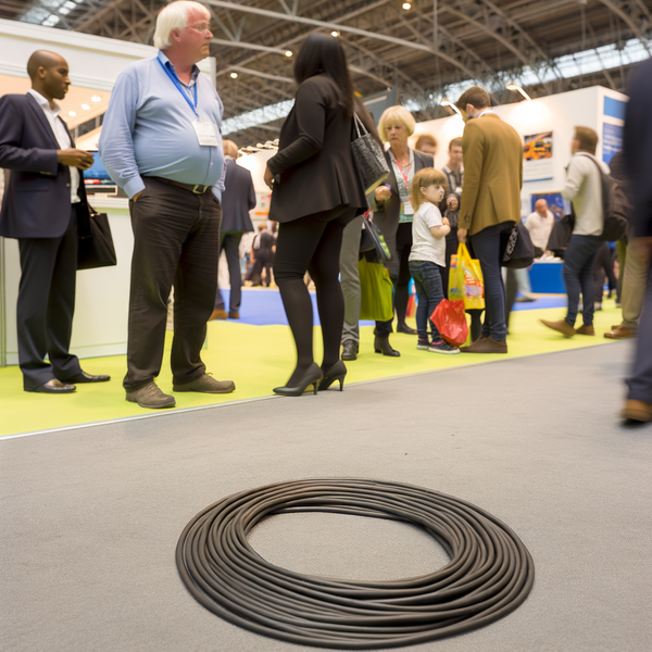 UK trade exhibition with cable floor protector