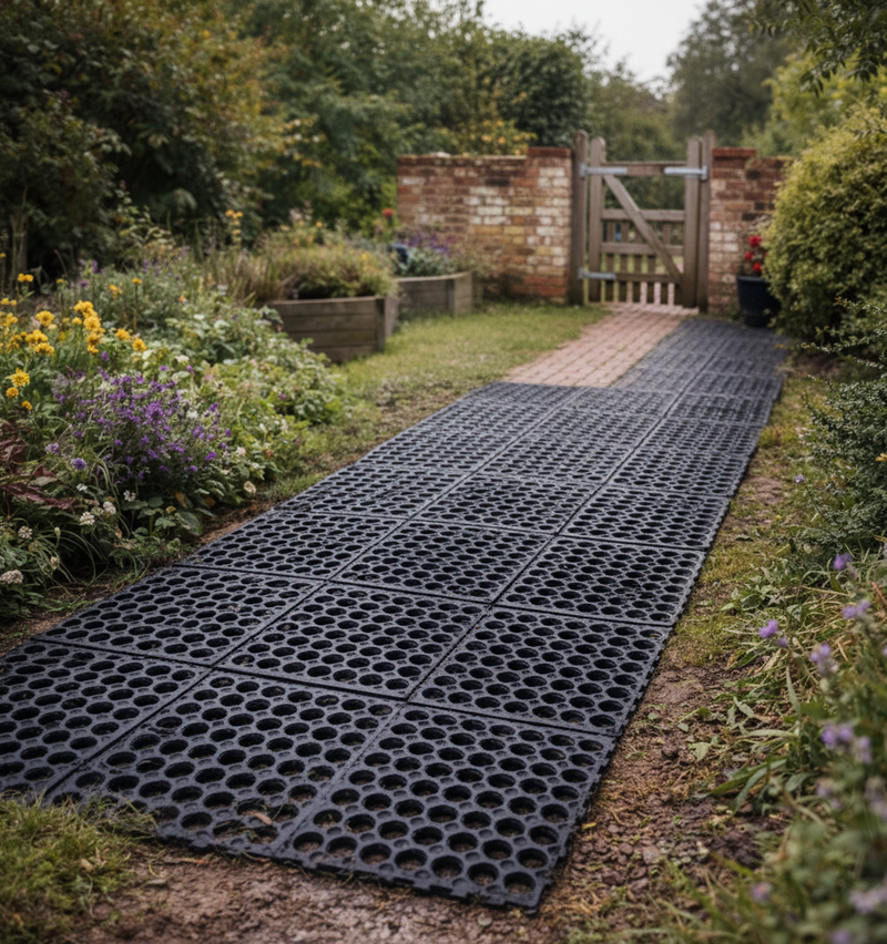 Rubber Grass Mat Starter Kit Garden Gate Entrance - Lawn Protection UK