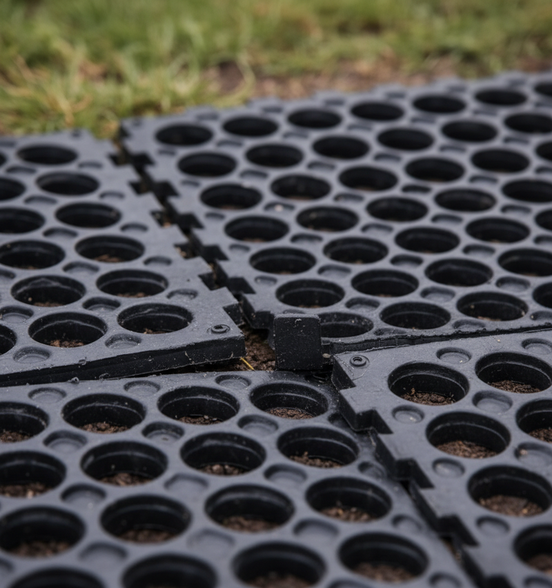 Rubber Grass Mat Interlocking Mechanism Close-Up - Easy Connect System