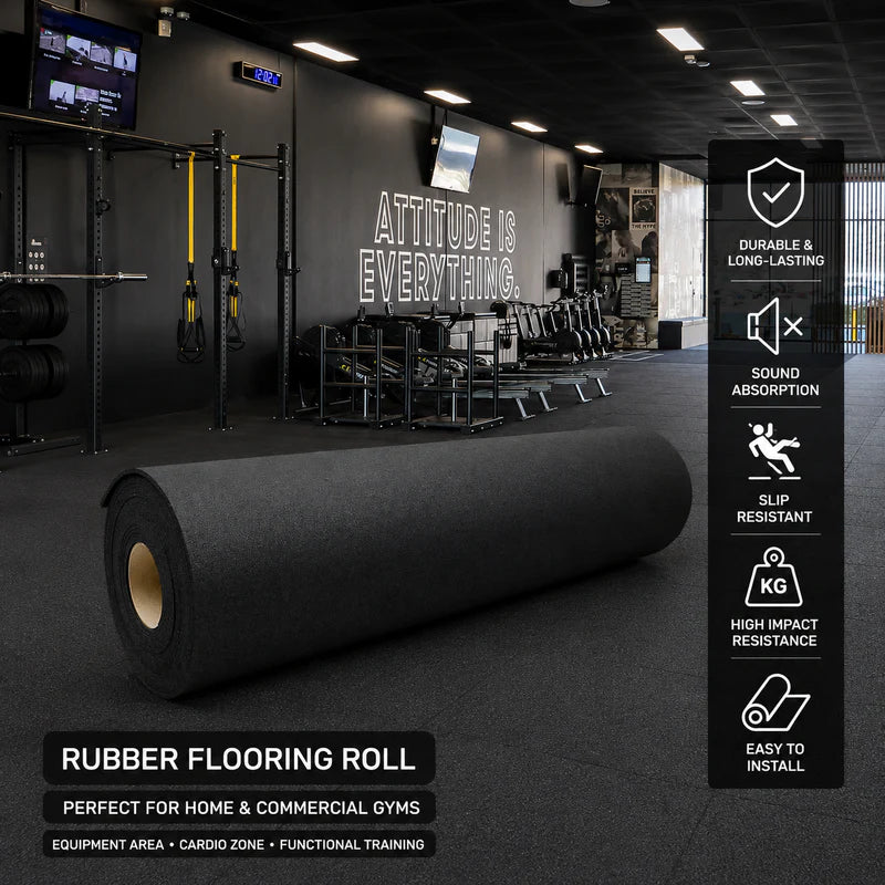 Rubber Gym Flooring Roll | Heavy Duty Non-Slip | 4–10mm | Sold by the Metre | Home & Commercial