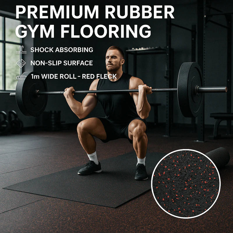 Rubber Gym Flooring Roll | Heavy Duty Non-Slip | 4–10mm | Sold by the Metre | Home & Commercial