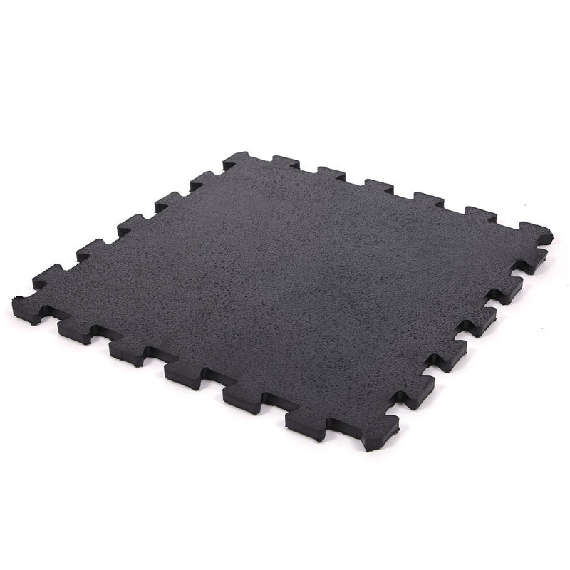 17mm Solid Rubber Gym Mat 50cm x 50cm - Black Heavy Duty Interlocking Tile
