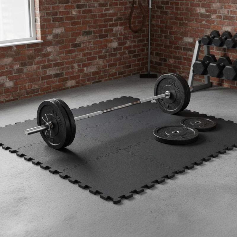 17mm Solid Rubber Gym Mat as deadlift platform with heavy weight plates